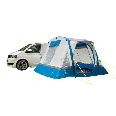 Olpro Cubo Breeze inflatable campervan awning with tunnel connection designed for camper van attachment