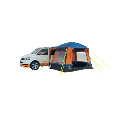 Olpro Uno Breeze campervan awning attaches to a van on the white background