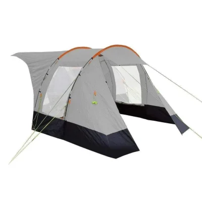 Poled tunnel tent extension isolated on white background showing full structure