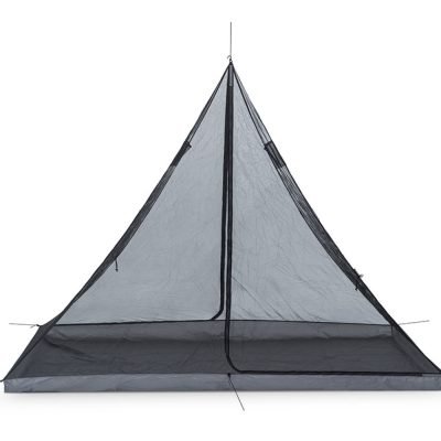 Direct front view of Liteway Pyraomm ultralight mesh inner, highlighting the central support pole and reinforced apex