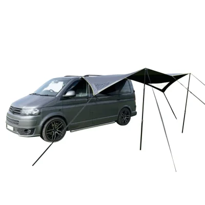 Professional studio shot of the OLPRO Modern Shade with lime trim, showing the hexagonal "sun shade" design compatible with Ford Transit Custom and Mazda Bongo.