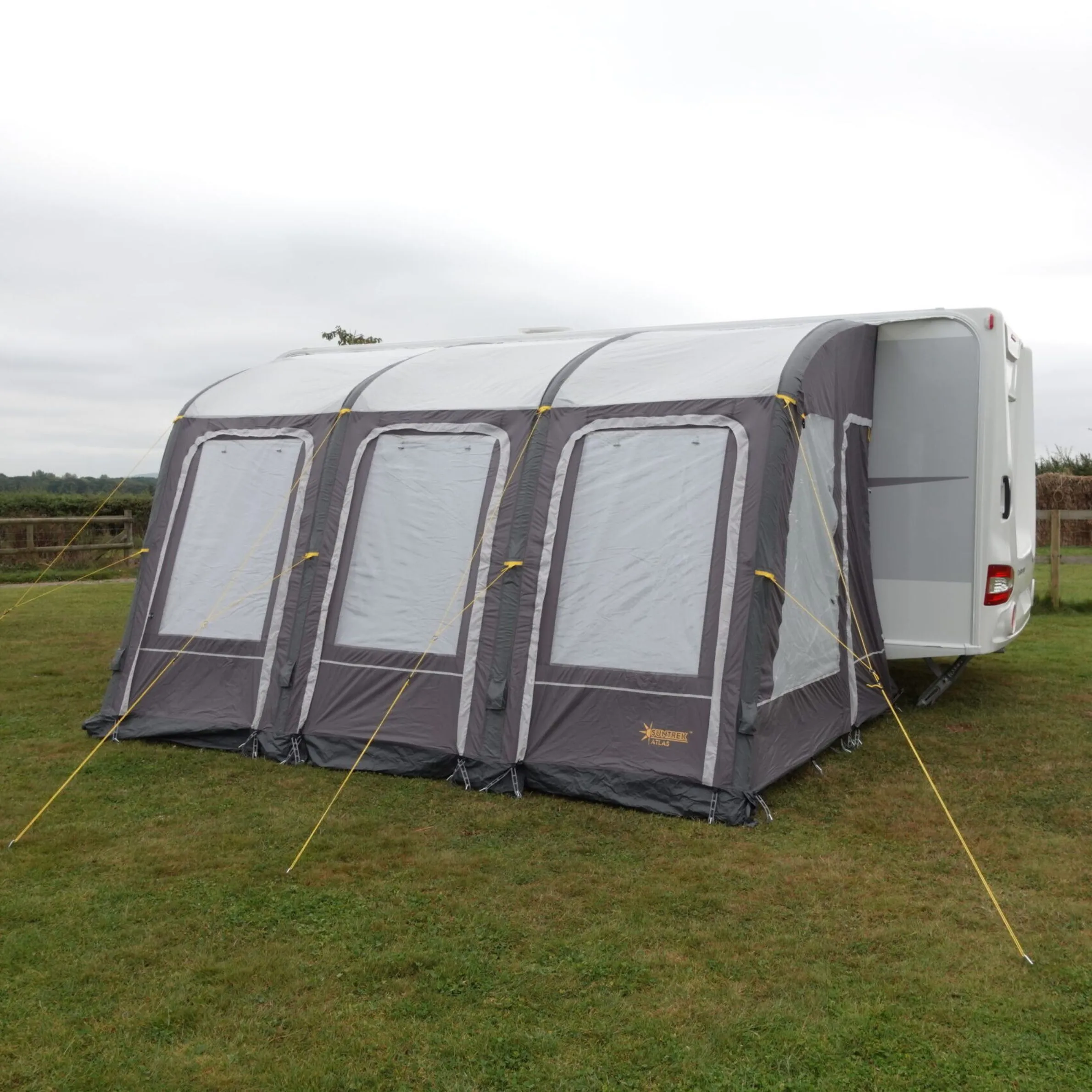 The Atlas represents a clever evolution in awning design by utilizing a hybrid support system.