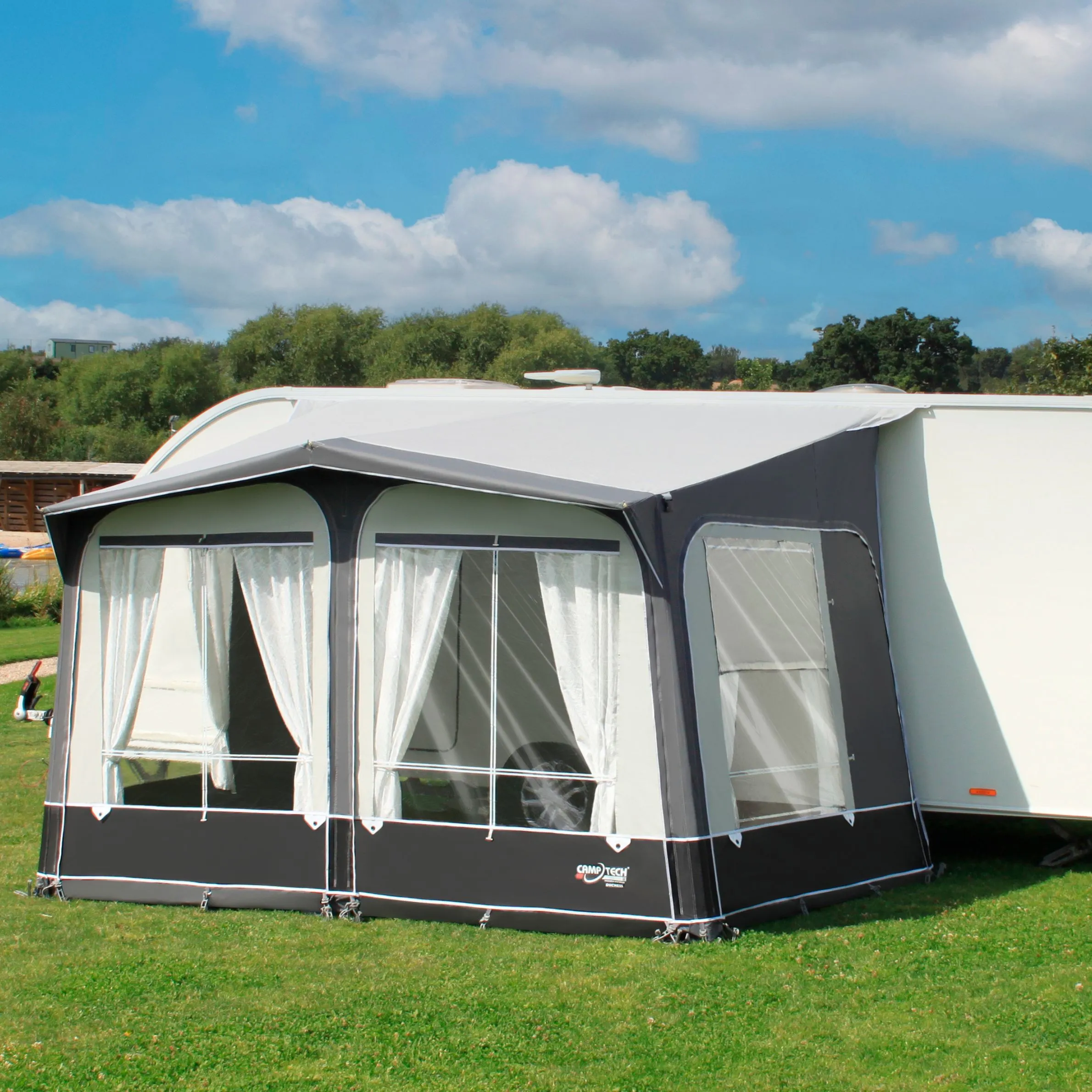 The Duchess Touring Porch Awning is a fantastic middle-ground solution for caravanners who want the structural integrity of a steel frame without the sheer bulk of a full-sized awning.