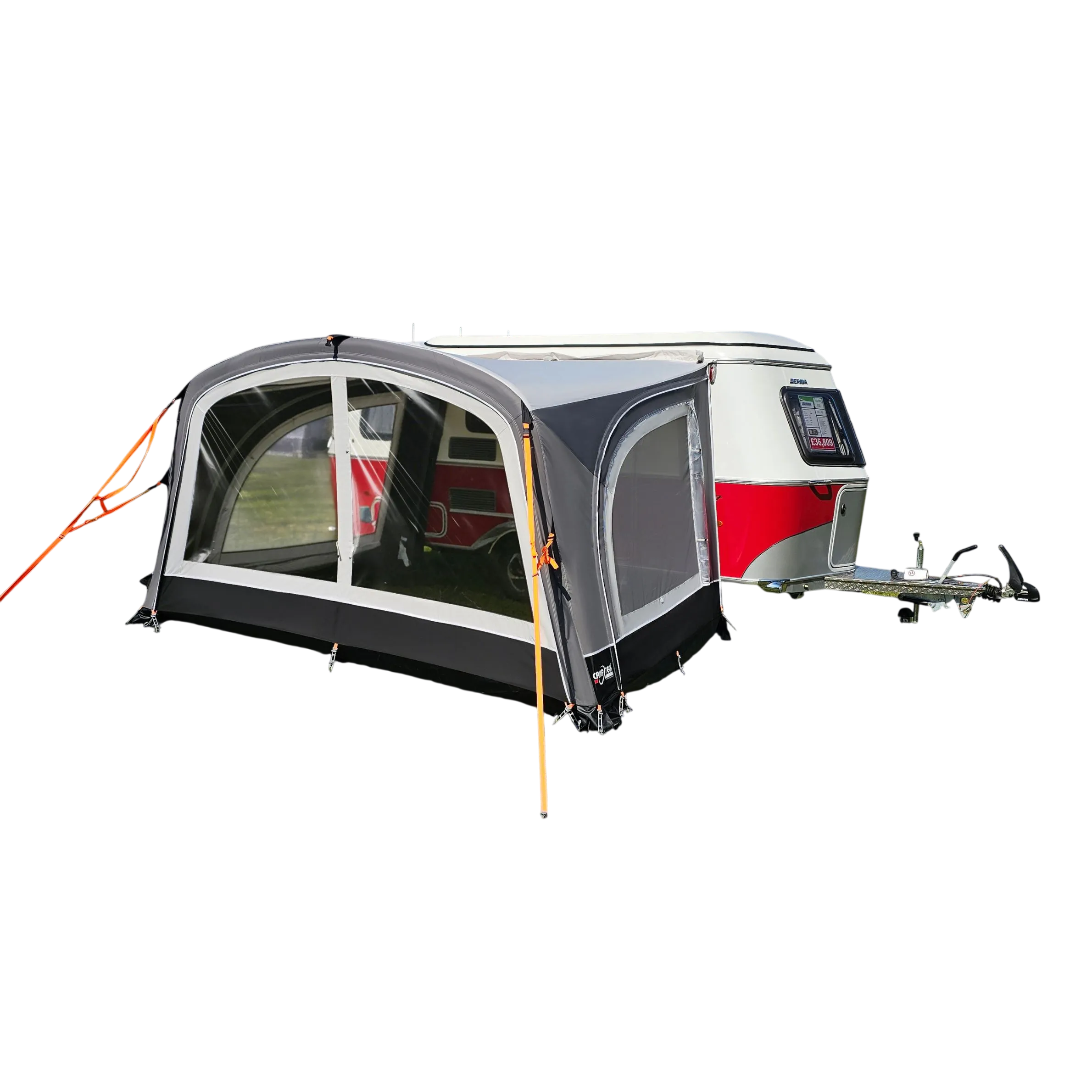 The Majestic awning is a specialized solution for owners of Eriba and Barefoot caravans who have long struggled to find a high-quality shelter that accommodates their unique vehicle height and curved profiles.