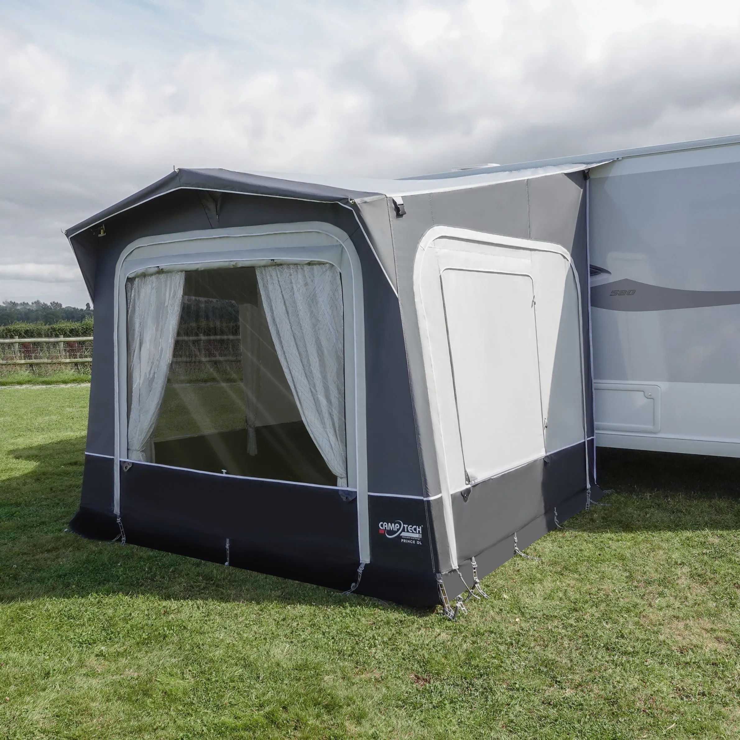 The Prince DL Porch Awning is a stellar choice for touring and seasonal caravaners who place structural rigidity and material resilience at the top of their checklist