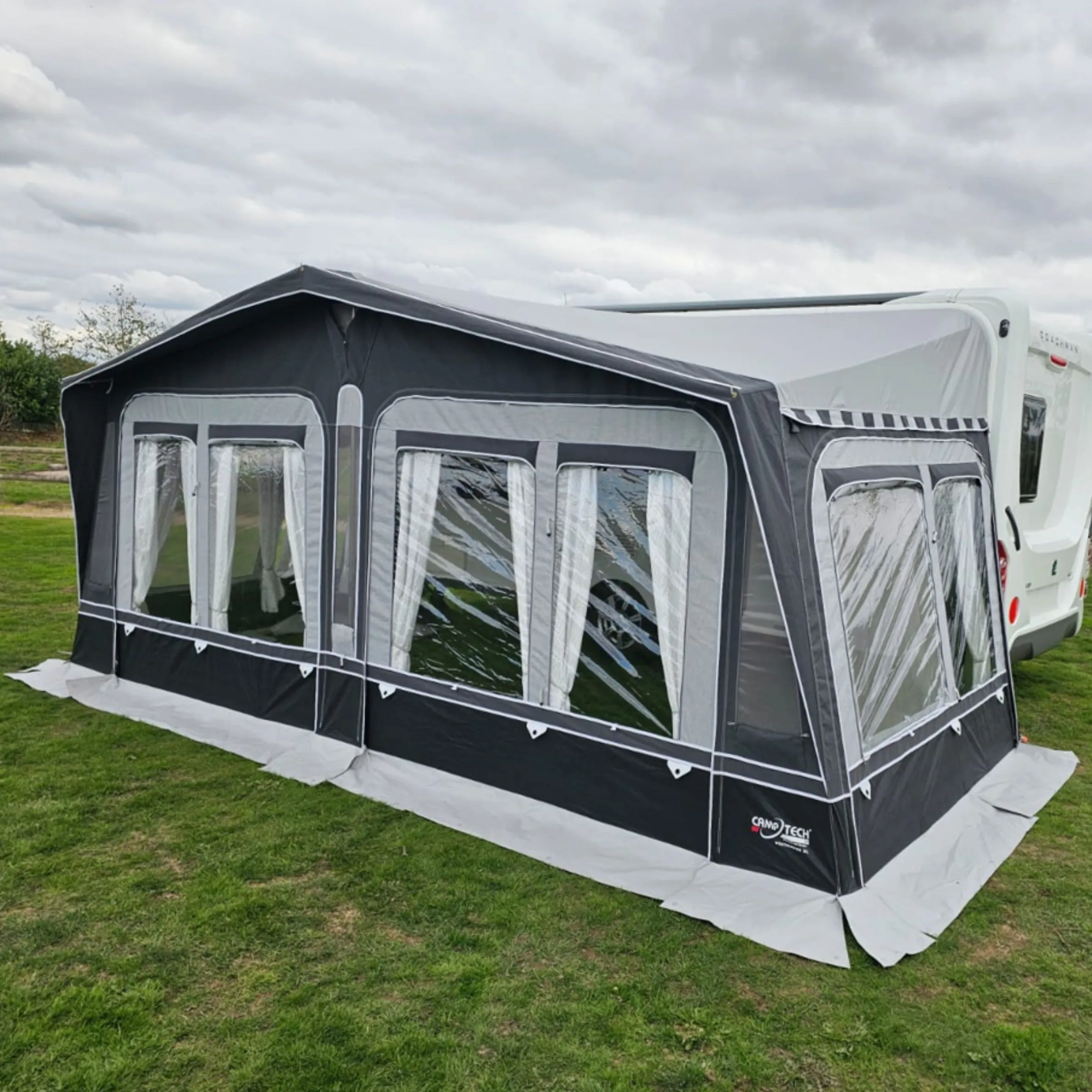 The Camptech Westminster CS is a true flagship in the world of full-sized caravan awnings, representing the pinnacle of seasonal pitching technology.