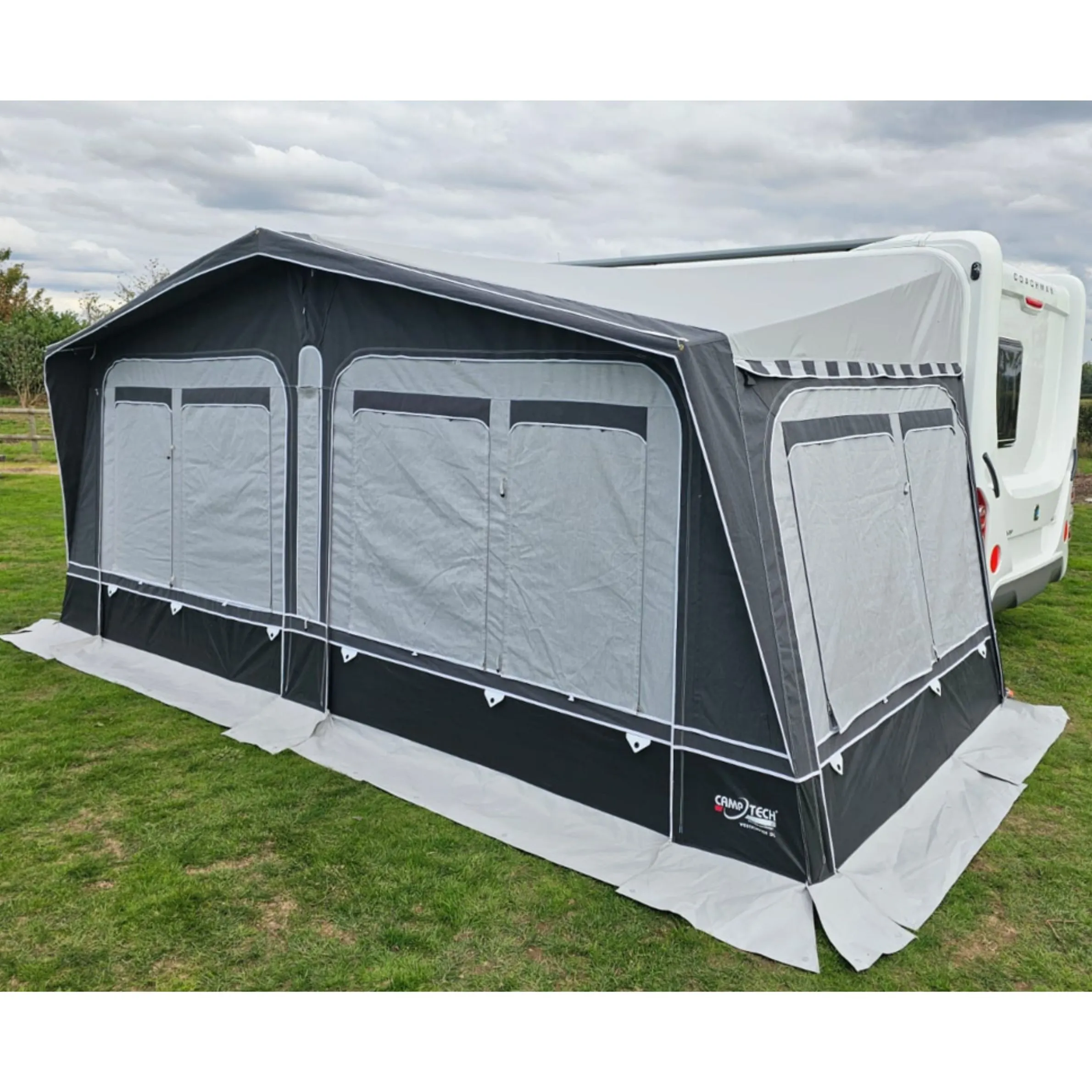 The Camptech Westminster CS is a true flagship in the world of full-sized caravan awnings, representing the pinnacle of seasonal pitching technology.