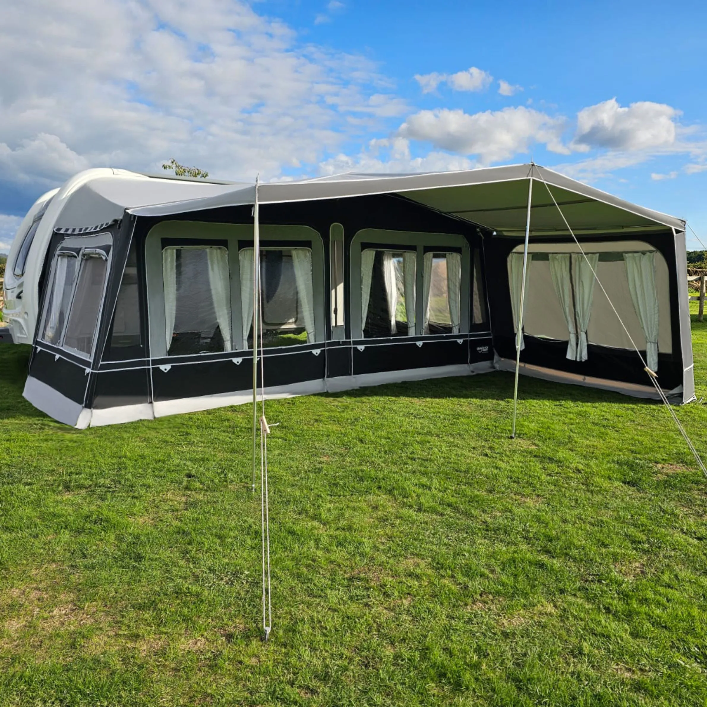 The Camptech Westminster CS is a true flagship in the world of full-sized caravan awnings, representing the pinnacle of seasonal pitching technology.