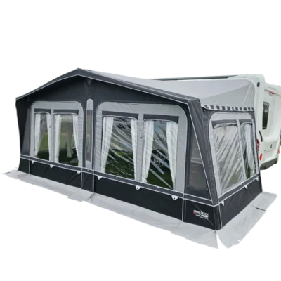The Camptech Westminster CS is a true flagship in the world of full-sized caravan awnings, representing the pinnacle of seasonal pitching technology.