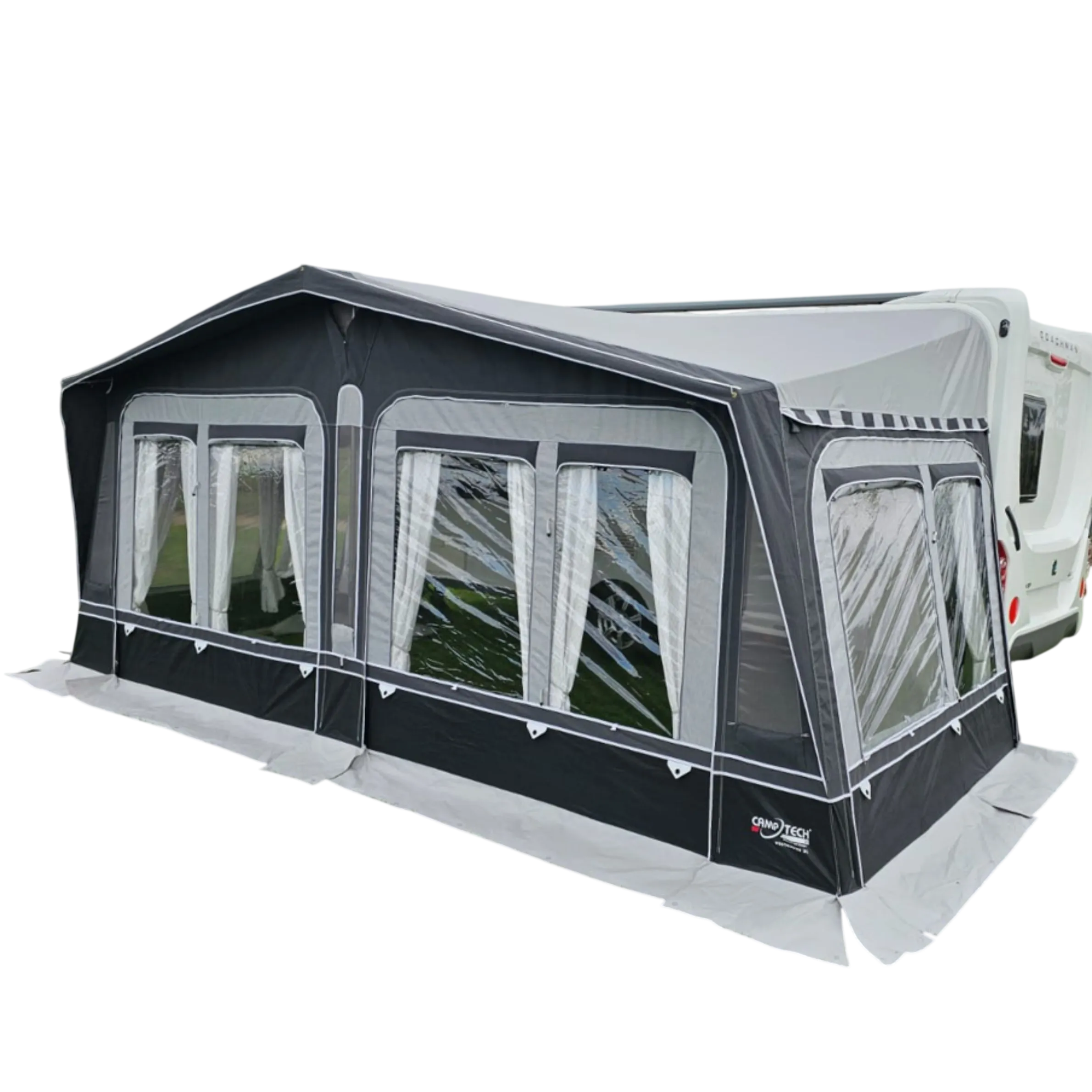 The Camptech Westminster CS is a true flagship in the world of full-sized caravan awnings, representing the pinnacle of seasonal pitching technology.